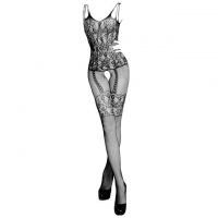 BS111 - Bodystocking Full Body Fishnet Hitam, Crotchless