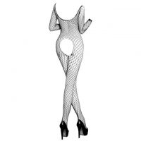 BS113 - Bodystocking Full Body Fishnet Hitam Lengan Panjang Crotchless - 2