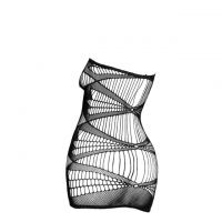 BS127 - Bodystocking Half Body Kemben Fishnet Hitam Open Cup - Thumbnail 2