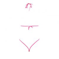 B163 - Bra Set Bralette Halter Open Cup Magenta Celana Dalam Crotchless Penutup Mata Tali Ikat Tangan - Thumbnail 2