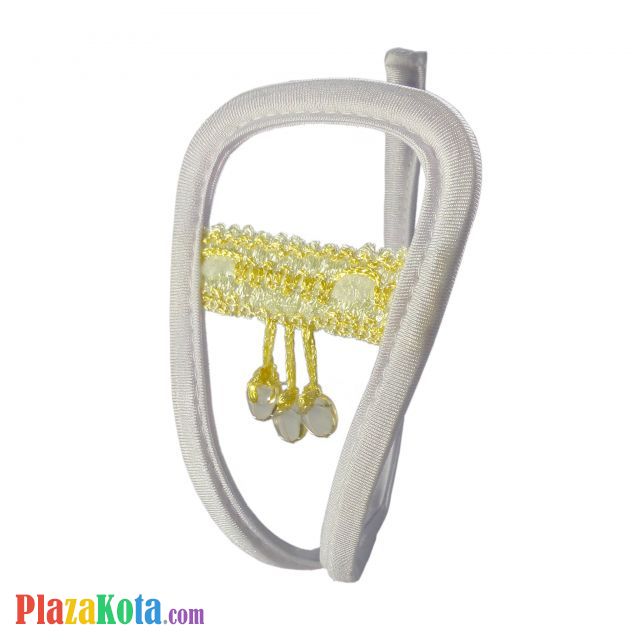 CS079 - Celana Dalam C-String Wanita Crotchless Putih Bandul Kuning - Photo 1