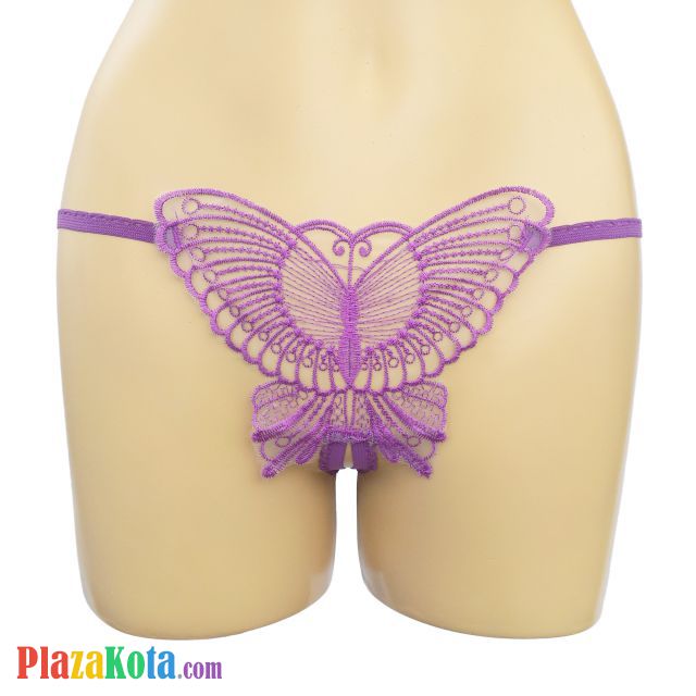 GS060, Jual Celana Dalam G-String Wanita Ungu, Kupu-Kupu 