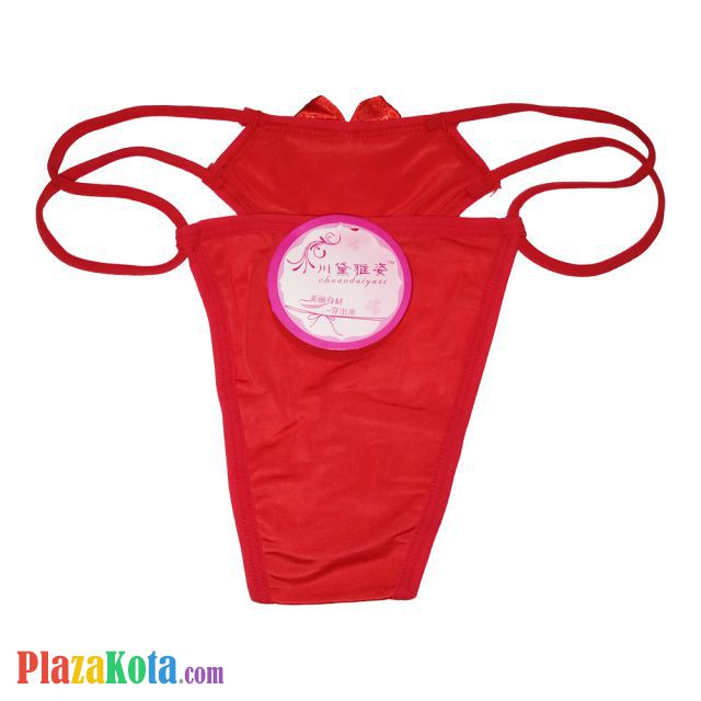 GS080 - Celana Dalam G-String Wanita Merah, Pita, Tali 2 - Photo 1