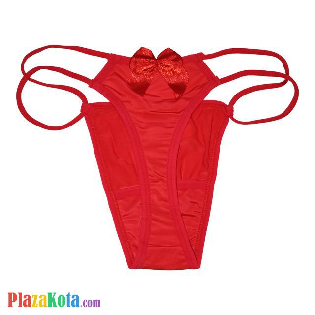 GS080 - Celana Dalam G-String Wanita Merah Pita Tali 2 - Photo 2