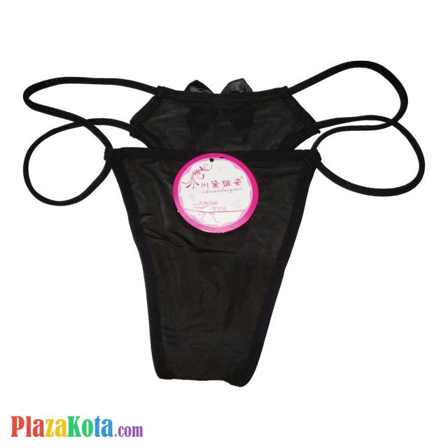 GS081 - Celana Dalam G-String Wanita Hitam Pita Tali 2 - Photo 1