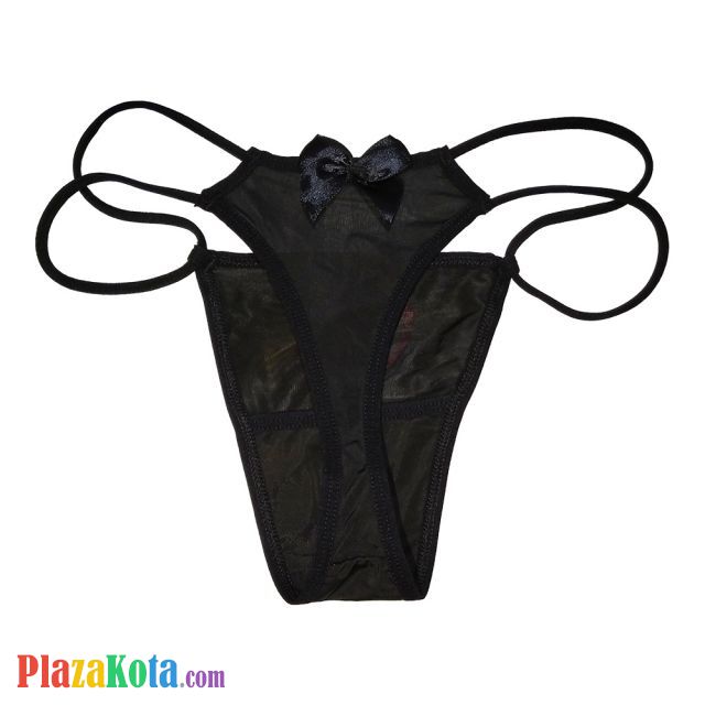 GS081 - Celana Dalam G-String Wanita Hitam Pita Tali 2 - Photo 2