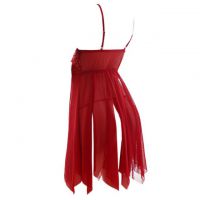 L0108 - Baju Tidur Lingerie Babydoll Mini Dress Merah Transparan - 2