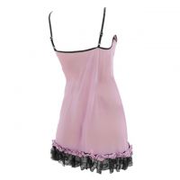 L0127 - Baju Tidur Lingerie Babydoll Mini Dress Asimetris Ungu Transparan - 2