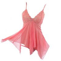 L0140 - Baju Tidur Lingerie Babydoll Mini Dress Peach Transparan
