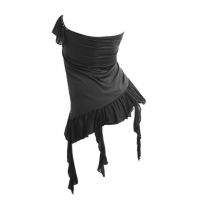 L0149 - Baju Tidur Lingerie Bodycon Sheath Dress Kemben Asimetris Hitam Model Miring - Thumbnail 2