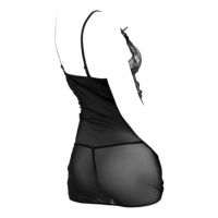 L0152 - Baju Tidur Lingerie Bodycon Sheath Dress Hitam Transparan - 2