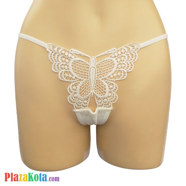 GS084 - Celana Dalam Wanita G-String Seksi Putih Kupu-Kupu - Photo 1