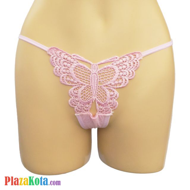 GS085 - Celana Dalam Wanita G-String Seksi Pink Kupu-Kupu - Photo 1