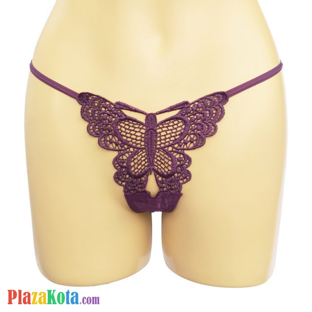 GS086 - Celana Dalam Wanita G-String Seksi Ungu Kupu-Kupu - Photo 1