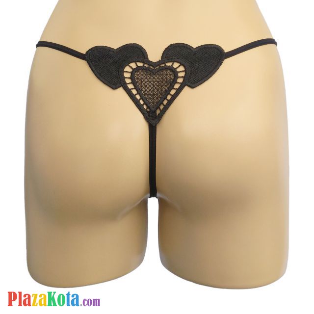 GS110 - Celana Dalam G-String Wanita Hitam Transparan Love - Photo 1