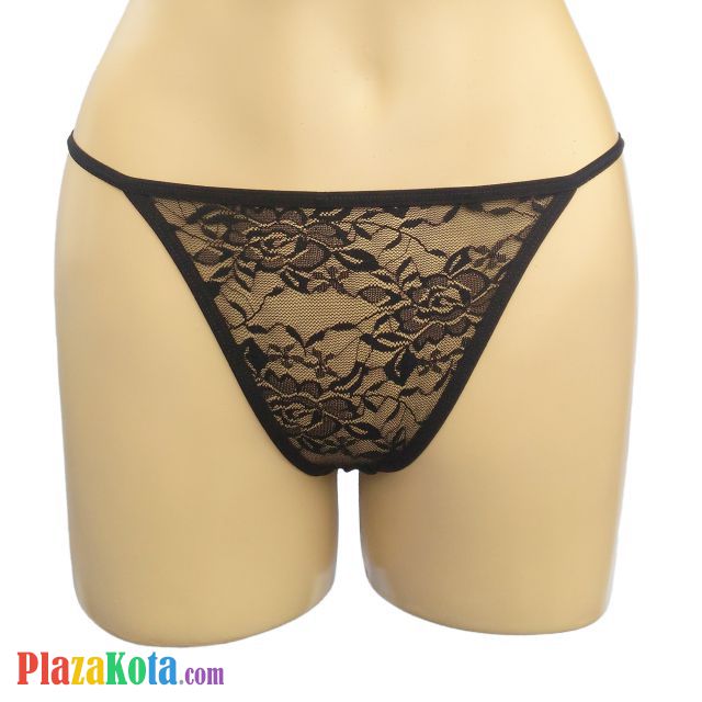 GS110 - Celana Dalam G-String Wanita Hitam Transparan Love - Photo 2