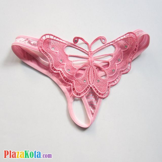 GS122 - Celana Dalam G-String Wanita Pink Kupu-Kupu - Photo 1