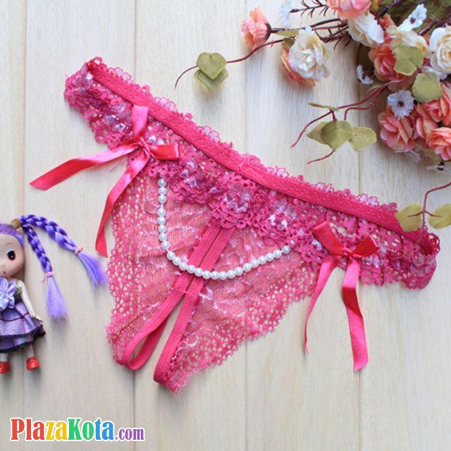 GS131 - Celana Dalam G-String Mutiara Crotchless Magenta - Photo 1