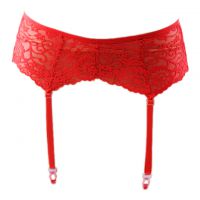 G015 - Garter Belt Stocking Merah Pengait 3 Baris Tali 4