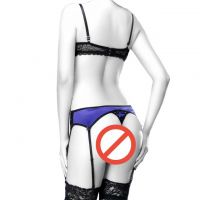 B196 - Pakaian Dalam Wanita Bra Set Kawat Underwire Seksi Ungu Garter Belt Stocking - Thumbnail 2
