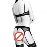 B200 - Pakaian Dalam Wanita Bra Set Kawat Underwire Seksi Hitam Garter Belt Stocking - Thumbnail 2