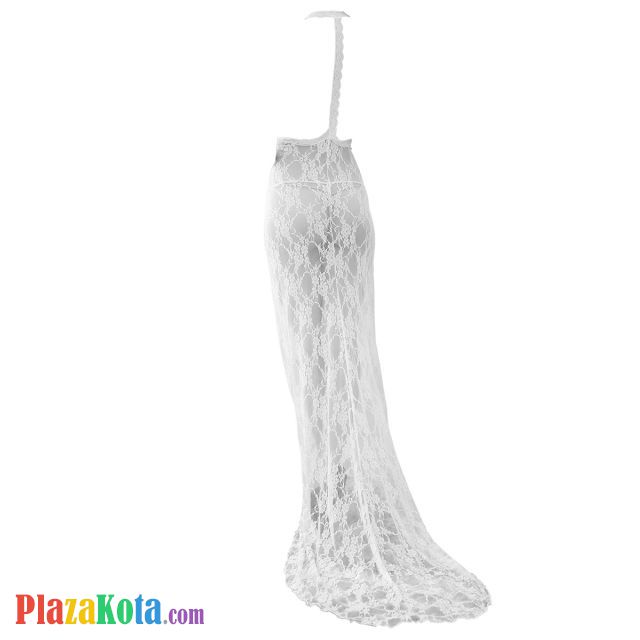 L0730 - Baju Tidur Lingerie Long Gown Gaun Panjang Maxi Dress Putih Transparan - Photo 2