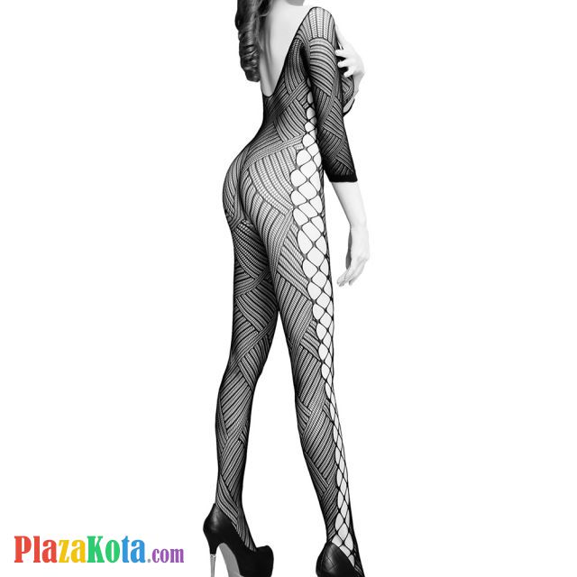 BS146 - Bodystocking Full Body Hitam Transparan Lengan Panjang - Photo 2