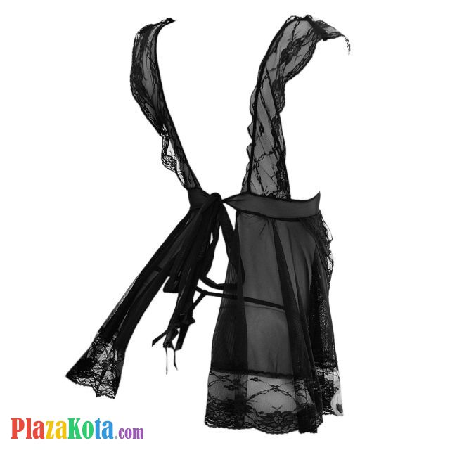 L0753 - Lingerie Costume Cosplay Maid Waitress Pelayan Hitam Transparan - Photo 2