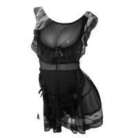 L0753 - Lingerie Costume Cosplay Maid Waitress Pelayan Hitam Transparan