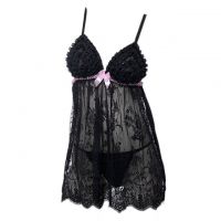 L0759 -  Lingerie Babydoll Hitam Transparan