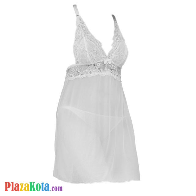 L0777 -  Lingerie Nightgown Tali Silang Putih Transparan - Photo 1
