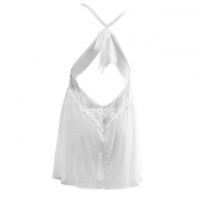 L0777 -  Lingerie Nightgown Tali Silang Putih Transparan - Thumbnail 2