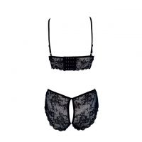 B230 - Bikini Bra Set Hitam Transparan, Open Cup, Crotchless - Thumbnail 2