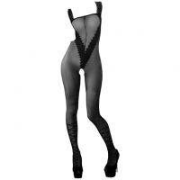 BS152 - Bodystocking Full Body Hitam Transparan, Crotchless