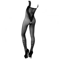 BS152 - Bodystocking Full Body Hitam Transparan Crotchless - Thumbnail 2