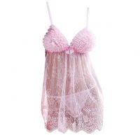 L0806 - Baju Tidur Lingerie Babydoll Mini Dress Pink Transparan - Thumbnail 1
