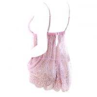 L0806 - Baju Tidur Lingerie Babydoll Mini Dress Pink Transparan - 2