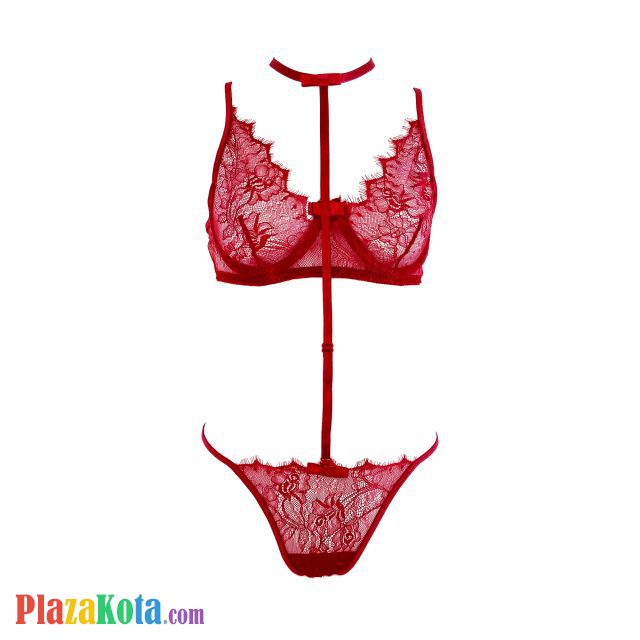 B232 - Bra Set Underwire Kawat Merah Transparan Celana Dalam - Photo 1