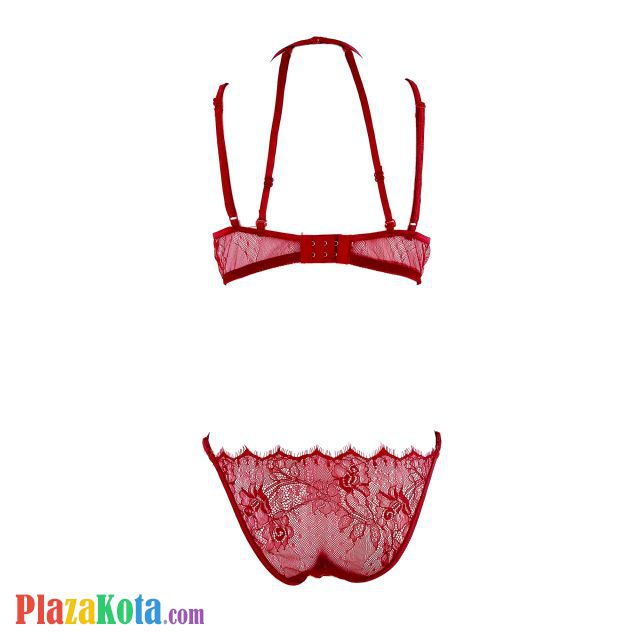 B232 - Bra Set Underwire Kawat Merah Transparan Celana Dalam - Photo 2