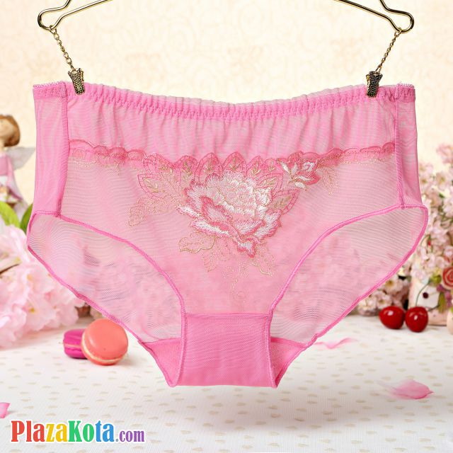 P280 - Celana Dalam Panties Hipster Magenta Transparan Bordir Bunga - Photo 1