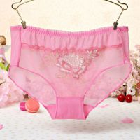 P280 - Celana Dalam Panties Hipster Magenta Transparan, Bordir Bunga - Thumbnail 1
