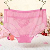 P280 - Celana Dalam Panties Hipster Magenta Transparan, Bordir Bunga - Thumbnail 2