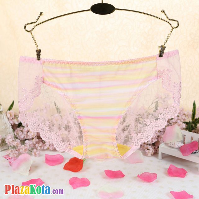 P288 - Celana Dalam Panties Hipster Pink Transparan Kotak-Kotak - Photo 1