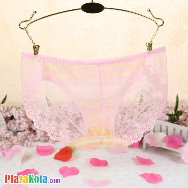 P288 - Celana Dalam Panties Hipster Pink Transparan Kotak-Kotak - Photo 2