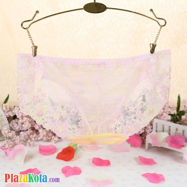P289 - Celana Dalam Panties Hipster Pink Transparan Bunga-Bunga - Photo 2