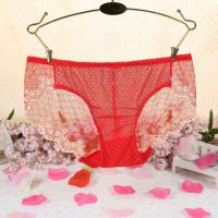 P291 - Celana Dalam Panties Hipster Merah Transparan, Dot, Kotak-Kotak