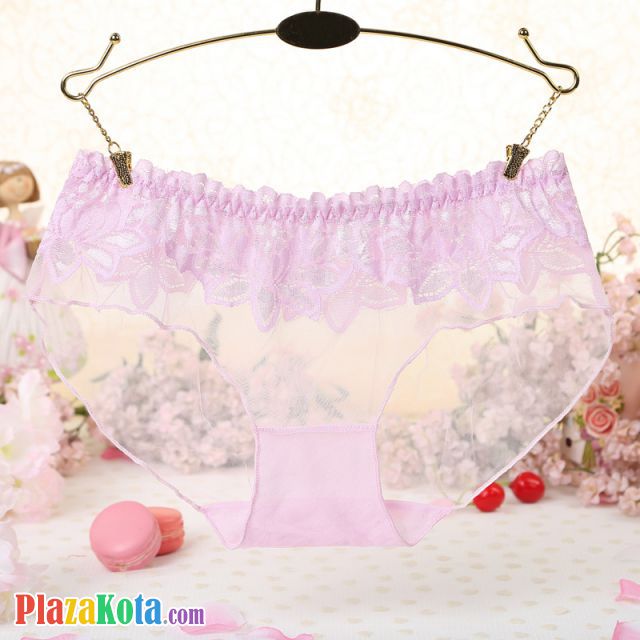 P298 - Celana Dalam Panties Hipster Pink Transparan Renda Bunga - Photo 1