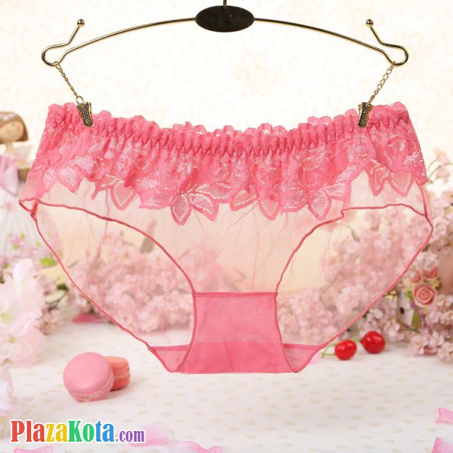 P301 - Celana Dalam Panties Hipster Peach Transparan Renda Bunga - Photo 1