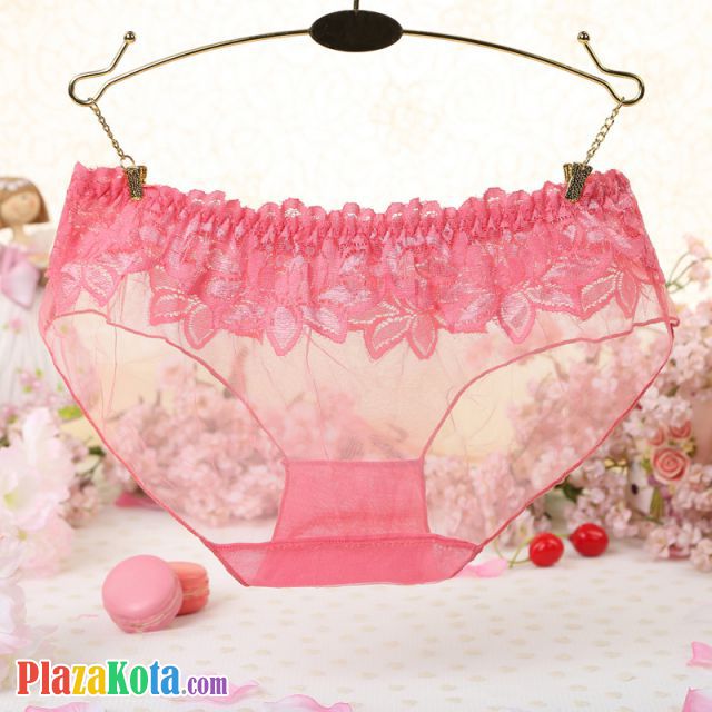 P301 - Celana Dalam Panties Hipster Peach Transparan Renda Bunga - Photo 2