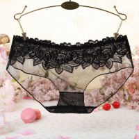 P302 - Celana Dalam Panties Hipster Hitam Transparan Renda Bunga - Thumbnail 2